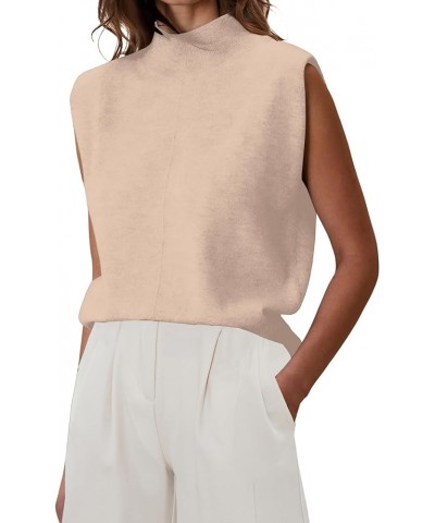 Women Casual Mock Neck Sleeveless Pullover Sweater Vest Knitted Loose Fit Solid Color Sweaters Tank Tops Trendy Khaki $14.50 ...