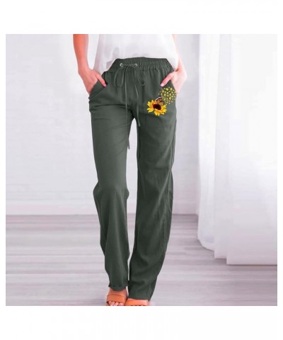 Womens Casual Pants Straight Leg Drawstring Elastic High Waist Loose Comfy Palazzo Trousers with Pockets Ag-e $9.02 Pants