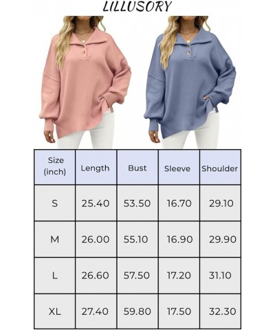 Women's Long Sleeve Button Up Drop Shoulder Sweaters 2023 Fall Oversized Slit Side Knit Pullover Sweater Apricot $10.19 Sweaters