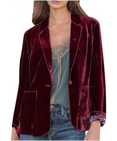 Velvet Cardigan for Women Long Lapel Long Sleeve Shirt with Pockets Mid-Length Open Front Trench Kimono Coat Velvet Blazers W...