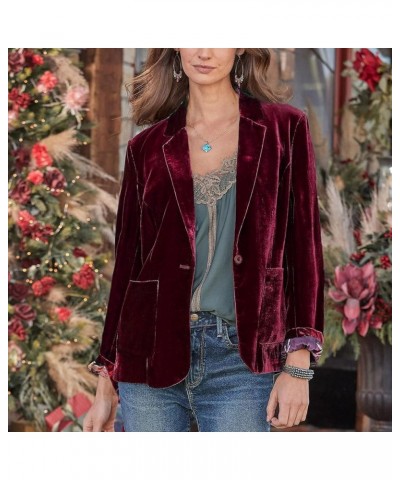 Velvet Cardigan for Women Long Lapel Long Sleeve Shirt with Pockets Mid-Length Open Front Trench Kimono Coat Velvet Blazers W...