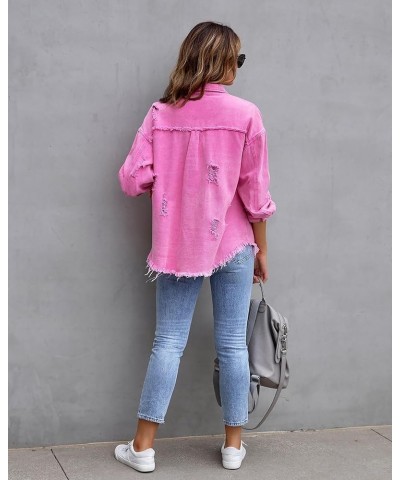 Women's Oversized Denim Jacket Casual Long Sleeve Boyfriend Ripped Distressed Jean Jacket Coat Red-long $14.00 Jackets