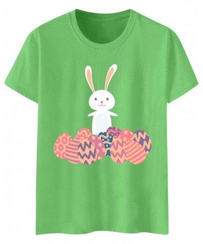 Women's Easter Day Summer Short Sleeve Floral Print Bunny Lily Blouses Fashion 2023 2024 Oversized T Shirts Graphic B_green $...