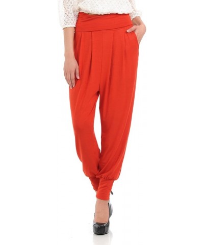 Women's Banded Waist Harem Yoga Lounge Casual Loose Jogger Pants with Pockets Rust $12.50 Activewear