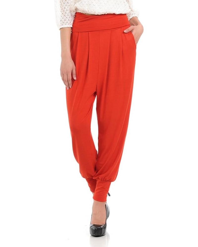 Women's Banded Waist Harem Yoga Lounge Casual Loose Jogger Pants with Pockets Rust $12.50 Activewear