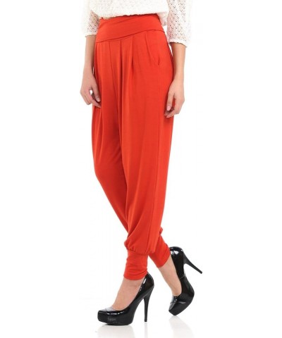 Women's Banded Waist Harem Yoga Lounge Casual Loose Jogger Pants with Pockets Rust $12.50 Activewear