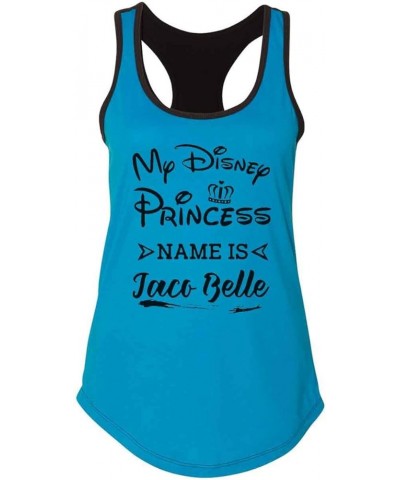 Funny Mexican Food Lover Tank Tops - My Princess Name is Taco Belle Royaltee Party Shirts Turquoise/Black $14.99 Activewear