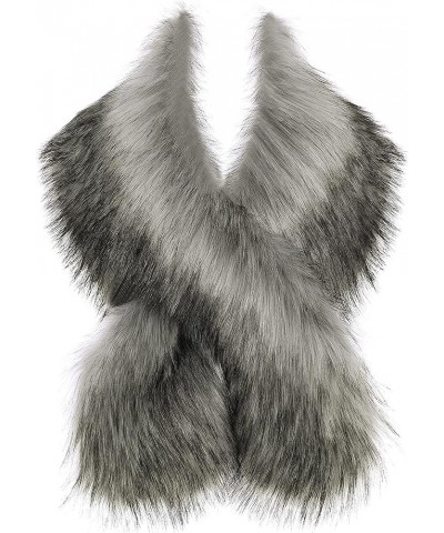 Women's Faux Fur Shawl Party Faux Fur Collar Fur Wraps for Winter Bridal Wedding Cover Up Gray $19.00 Coats