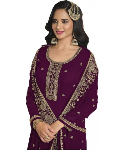 Ready to Wear Indian Pakistani Fashion Ethnic Wear Designer Straight Salwar Kameez Suit for Womens Purple $40.49 Suits