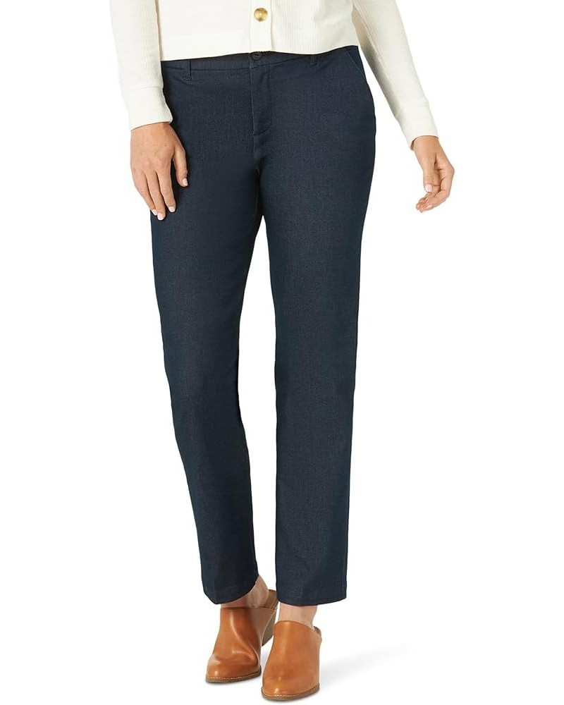 Women's Soft Comfort Waist Knit Midrise Straight Leg Pant Indigo Rinse $7.66 Pants