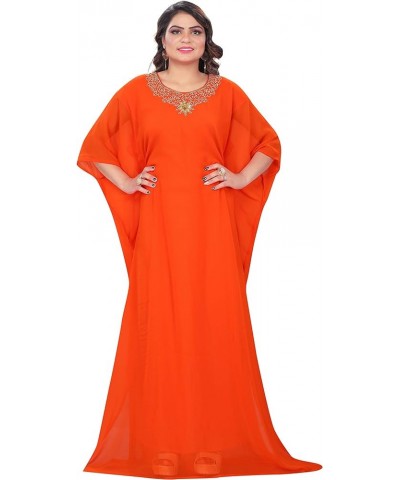 Kaftan for Women Dubai Farasha Caftan Long Maxi African Dress Abaya Free Size Orange $25.48 Dresses