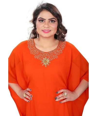 Kaftan for Women Dubai Farasha Caftan Long Maxi African Dress Abaya Free Size Orange $25.48 Dresses