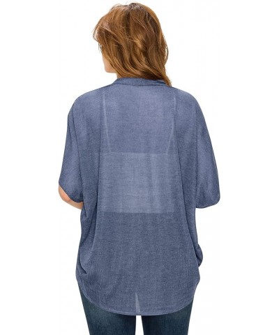 Women's Short Sleeve Open-Front Batwing Cardigan - Made in USA Wsk1528_ash_blue $13.89 Sweaters