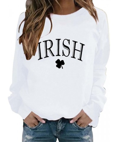 St Patricks Day Sweatshirt Women Funny Shamrock Printed Graphic Long Sleeve Shirt Casual Plus Size Irish Cute Clover Tops 21-...