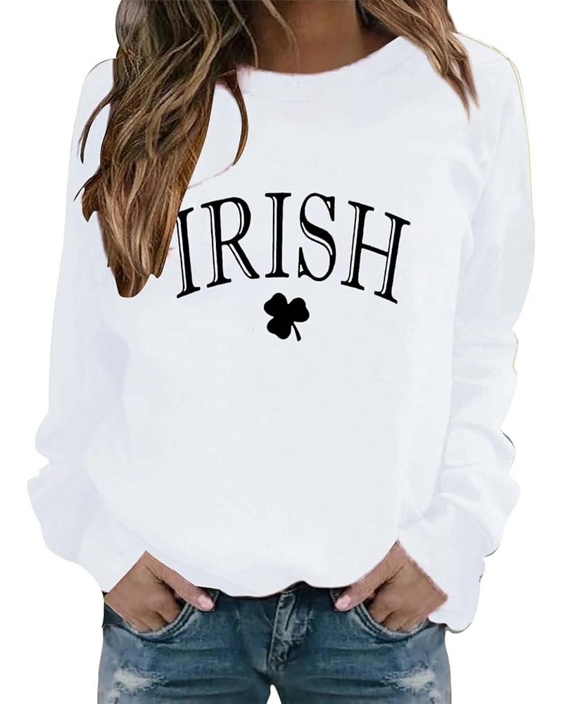 St Patricks Day Sweatshirt Women Funny Shamrock Printed Graphic Long Sleeve Shirt Casual Plus Size Irish Cute Clover Tops 21-...