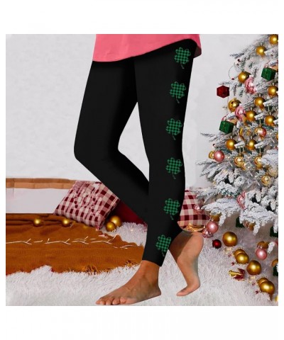 Womens St. Patrick Day Leggings Irish Shamrock High Waisted Slim Fit Yoga Pants Holiday Party Tights Leggings 2024 H-black $4...