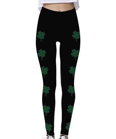 Womens St. Patrick Day Leggings Irish Shamrock High Waisted Slim Fit Yoga Pants Holiday Party Tights Leggings 2024 H-black $4...