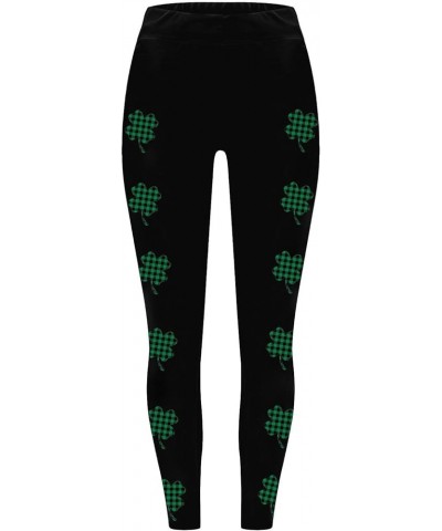 Womens St. Patrick Day Leggings Irish Shamrock High Waisted Slim Fit Yoga Pants Holiday Party Tights Leggings 2024 H-black $4...