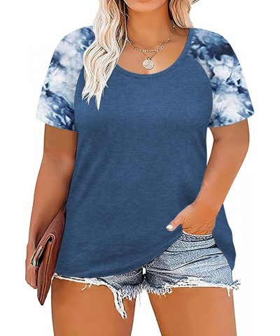 Women's Plus Size Tops Striped Raglan Tee Shirts Casual Tunics Blouses 02_turquoise_zg $16.49 Tops