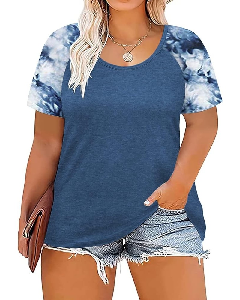 Women's Plus Size Tops Striped Raglan Tee Shirts Casual Tunics Blouses 02_turquoise_zg $16.49 Tops