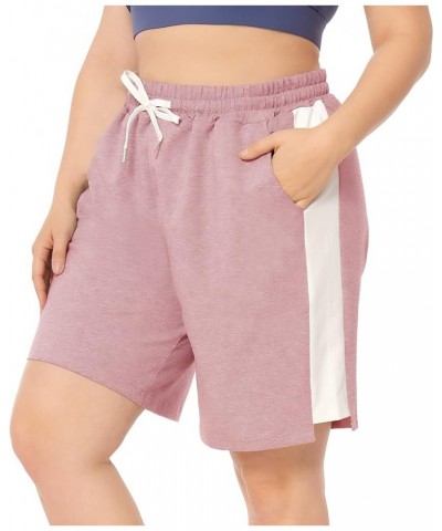 Women's Plus Size Casual Athletic Shorts Lounge Yoga Pajama Sweat Walking Shorts Workout Activewear Pink $14.49 Activewear