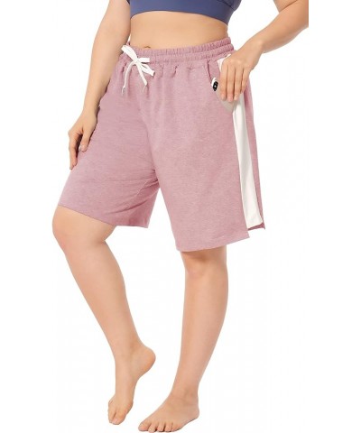 Women's Plus Size Casual Athletic Shorts Lounge Yoga Pajama Sweat Walking Shorts Workout Activewear Pink $14.49 Activewear