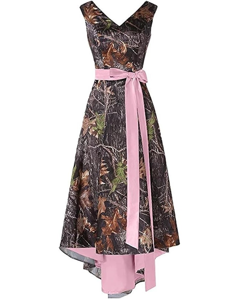 Women's Camouflage Prom Satin Wedding Bridal Dress Style2-pink2 $32.40 Dresses