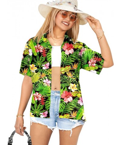 Hawaiian Shirts Womens Colorful Blouse Button Down Short Sleeve Summer Holiday Beach Party Vacation Tops for Women Tropical F...