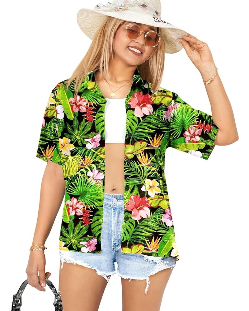 Hawaiian Shirts Womens Colorful Blouse Button Down Short Sleeve Summer Holiday Beach Party Vacation Tops for Women Tropical F...