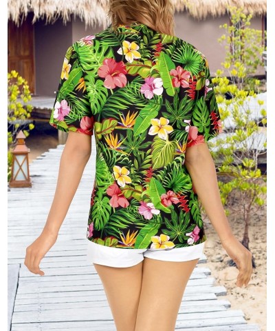 Hawaiian Shirts Womens Colorful Blouse Button Down Short Sleeve Summer Holiday Beach Party Vacation Tops for Women Tropical F...