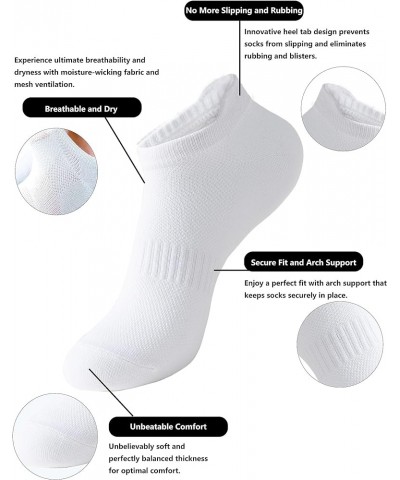 Womens Ankle Socks Athletic Running Low Cut Socks With Tab 6 Pairs White $7.94 Activewear