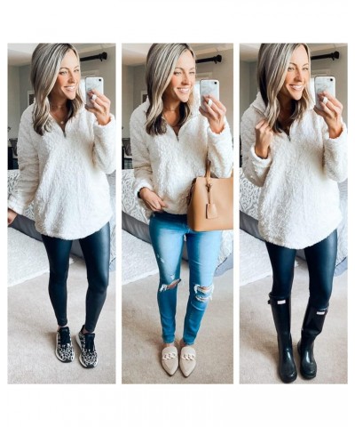 Women's Autumn Winter Long Sleeve Zipper Sherpa Fleece Sweatshirt Pullover Jacket Coat Solid White $30.08 Jackets