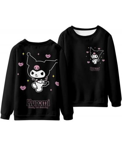 Kuromi Crewneck Sweatshirt Women's Long Sleeve Pullover Girls Kawaii Cartoon Sweater Shirts Tops Style 2 $13.80 Hoodies & Swe...