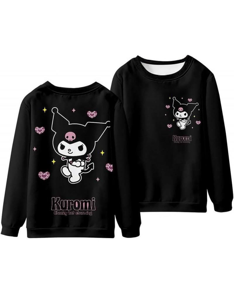 Kuromi Crewneck Sweatshirt Women's Long Sleeve Pullover Girls Kawaii Cartoon Sweater Shirts Tops Style 2 $13.80 Hoodies & Swe...