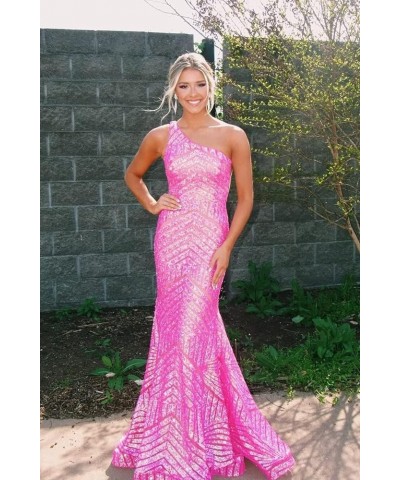 Sequin-Prom-Dresses-Women One Shoulder Mermaid Sparkly Long Evening Dress Orange $31.15 Dresses