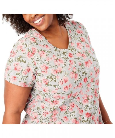 Women's Plus Size Perfect Printed Short-Sleeve V-Neck Tee Shirt Waterfall Lovely Ditsy $12.69 T-Shirts