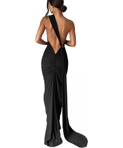 Women Backless Dress Bodycon Sexy Sleeveless Open Back Maxi Dress Elegant Party Cocktail Long Dress B-black $11.04 Dresses