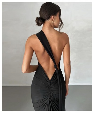 Women Backless Dress Bodycon Sexy Sleeveless Open Back Maxi Dress Elegant Party Cocktail Long Dress B-black $11.04 Dresses