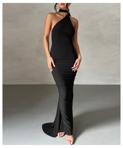 Women Backless Dress Bodycon Sexy Sleeveless Open Back Maxi Dress Elegant Party Cocktail Long Dress B-black $11.04 Dresses