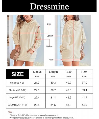 Womens Long Sleeve Drawstring Hoodie Dress Winter Casual Loose Pullover Trendy Sweatshirts with Kangaroo Pocket 01 Apricot $1...