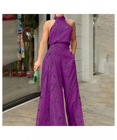 Jumpsuits for Women Dressy Elegant Party Casual Summer Lounge Wide Leg Work Rompers Overalls Zly B-purple $14.74 Rompers