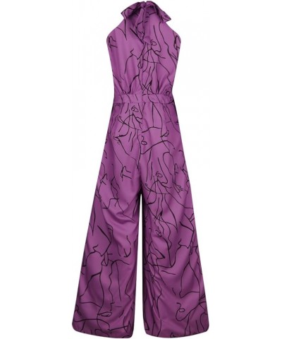 Jumpsuits for Women Dressy Elegant Party Casual Summer Lounge Wide Leg Work Rompers Overalls Zly B-purple $14.74 Rompers