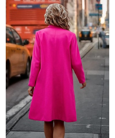 Jackets for Women Lapel Neck Double Breasted Overcoat (Color : Hot Pink, Size : Large) Medium Hot Pink $34.05 Coats