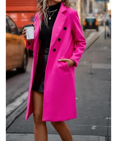 Jackets for Women Lapel Neck Double Breasted Overcoat (Color : Hot Pink, Size : Large) Medium Hot Pink $34.05 Coats