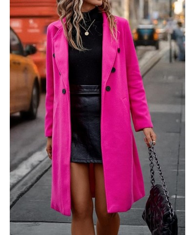 Jackets for Women Lapel Neck Double Breasted Overcoat (Color : Hot Pink, Size : Large) Medium Hot Pink $34.05 Coats