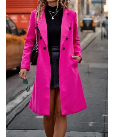 Jackets for Women Lapel Neck Double Breasted Overcoat (Color : Hot Pink, Size : Large) Medium Hot Pink $34.05 Coats