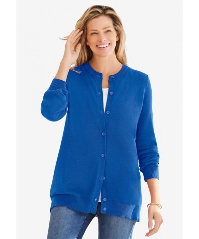 Women's Plus Size Perfect Long-Sleeve Cardigan Sweater Navy Floral Embroidery $17.74 Sweaters