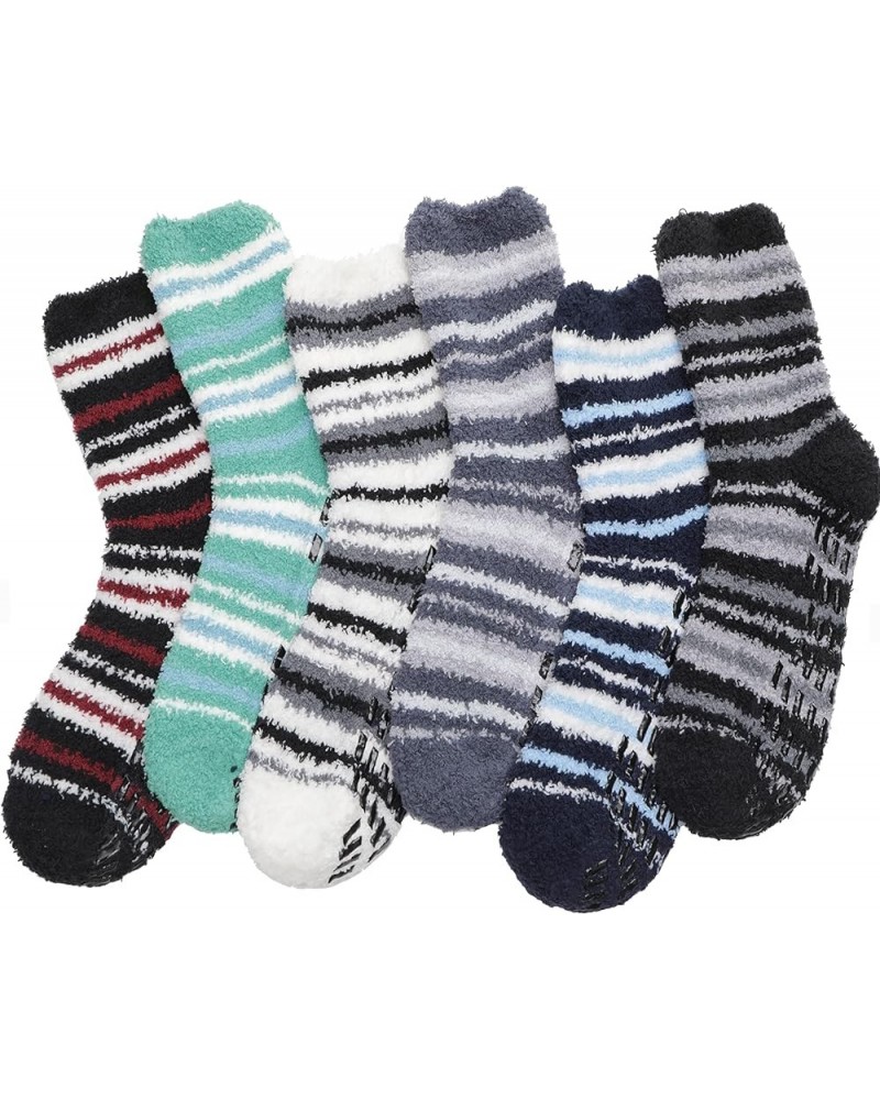 Womens Fuzzy Socks Fleece Fluffy Cabin Plush Warm Sleep Soft Cozy Winter Adult Socks Green Stripes(6 Pairs) $11.28 Socks