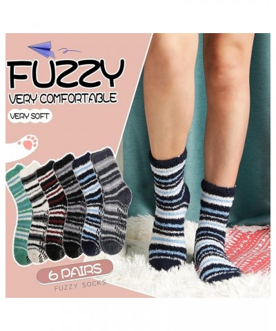 Womens Fuzzy Socks Fleece Fluffy Cabin Plush Warm Sleep Soft Cozy Winter Adult Socks Green Stripes(6 Pairs) $11.28 Socks