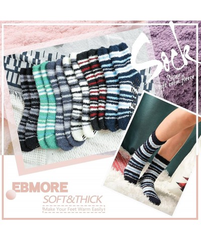 Womens Fuzzy Socks Fleece Fluffy Cabin Plush Warm Sleep Soft Cozy Winter Adult Socks Green Stripes(6 Pairs) $11.28 Socks